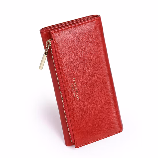 Personnalisé de haute qualité en cuir PU femmes mode fermeture éclair longue bourse en cuir portefeuille avec bracelet femmes Europe marché ODM OEM usine