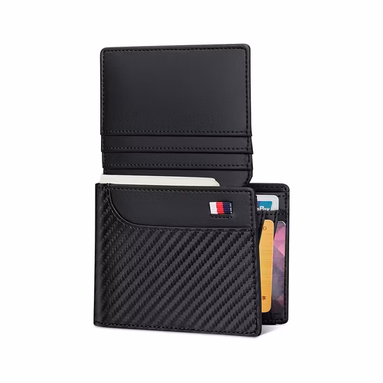 Prix ​​de gros de haute qualité en cuir pleine fleur cartes de crédit RFID portefeuille porte-monnaie pour hommes